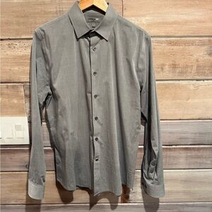Express Gray Dress Shirt Classic Button-Down Size Large